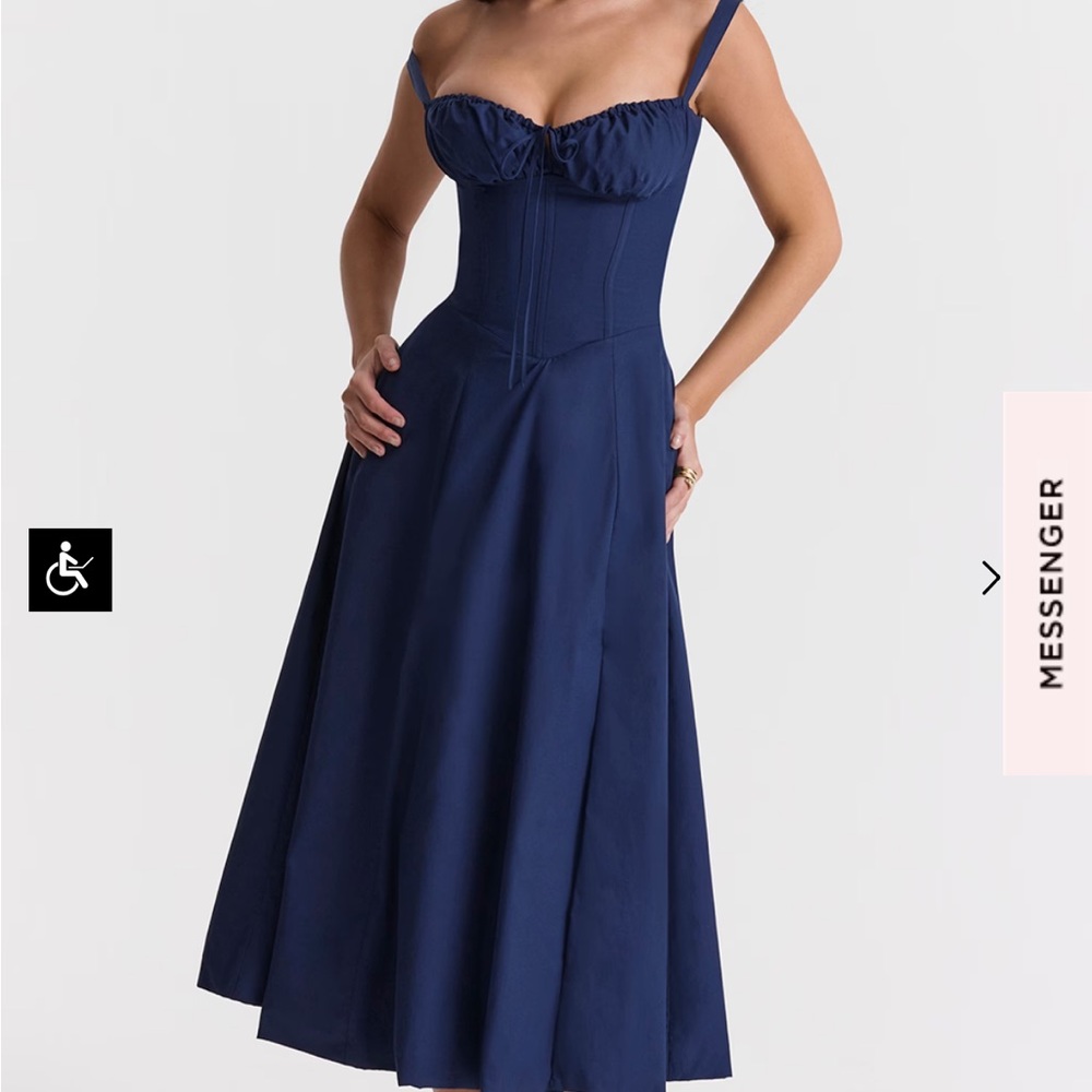 NWOT House of CB 'Carmen’ French Navy Bustier Sundress Sz M(P)